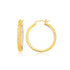 Two-Tone Yellow and White Gold Petite Patterned Hoop Earrings(3x25mm) 