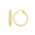 Two-Tone Yellow and White Gold Petite Patterned Hoop Earrings(3x25mm)