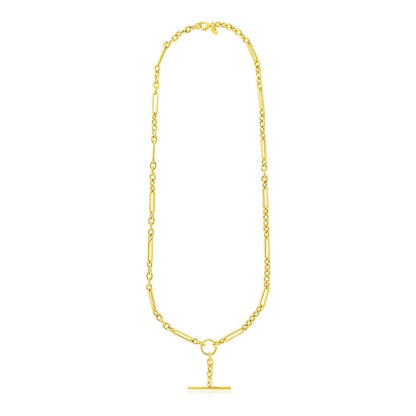 14k Yellow Gold Alternating Oval and Round Chain Necklace with Toggle 
