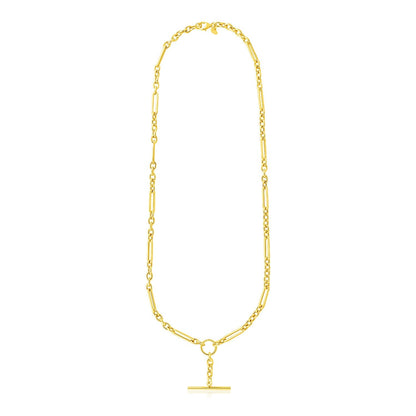 14k Yellow Gold Alternating Oval and Round Chain Necklace with Toggle by Bids.com