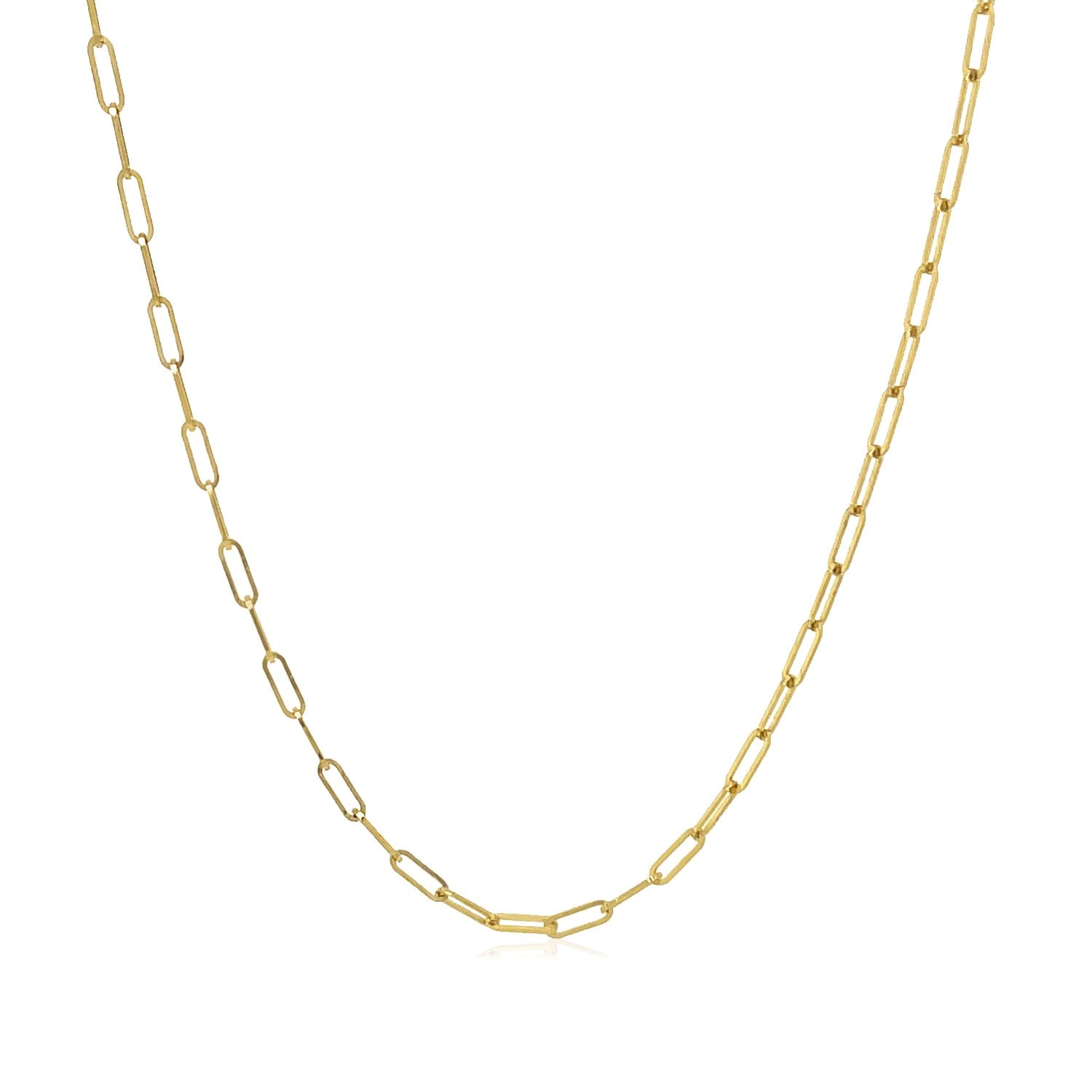 14K Yellow Gold Fine Paperclip Chain (1.50 mm) - DestGlow