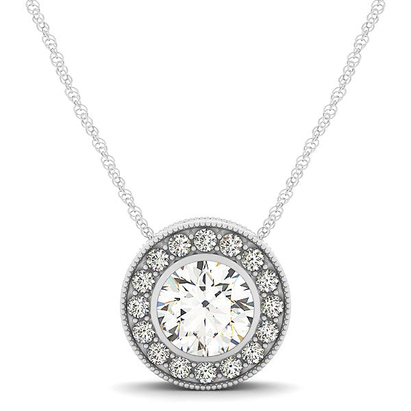 Diamond Halo with Center Bezel in 14k White Gold (5/8 cttw) by Bids.com