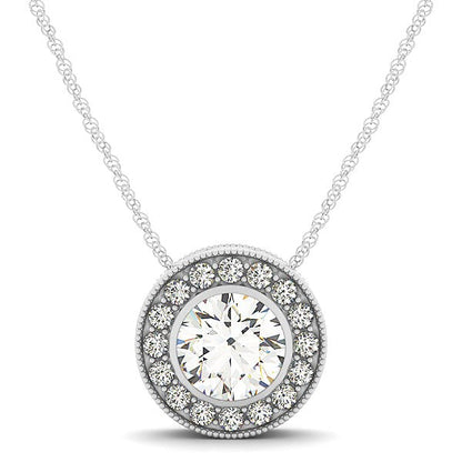 Diamond Halo with Center Bezel in 14k White Gold (5/8 cttw) by Bids.com