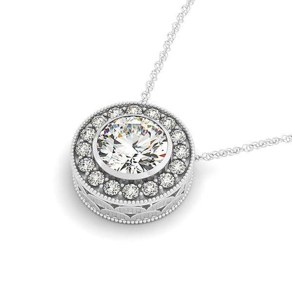 Diamond Halo with Center Bezel in 14k White Gold (5/8 cttw) by Bids.com