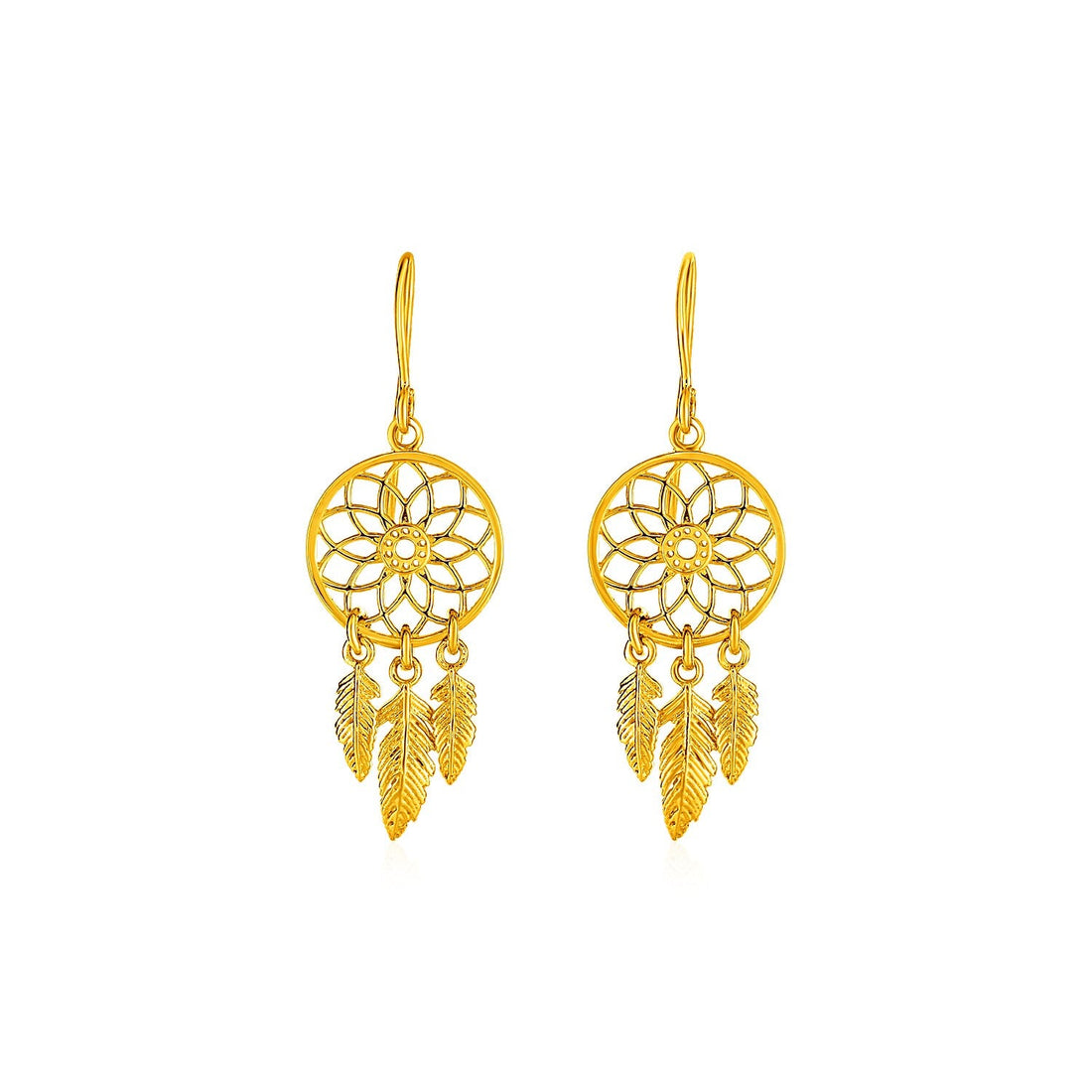 Dream Catcher Earrings in 14k Yellow Gold - DestGlow