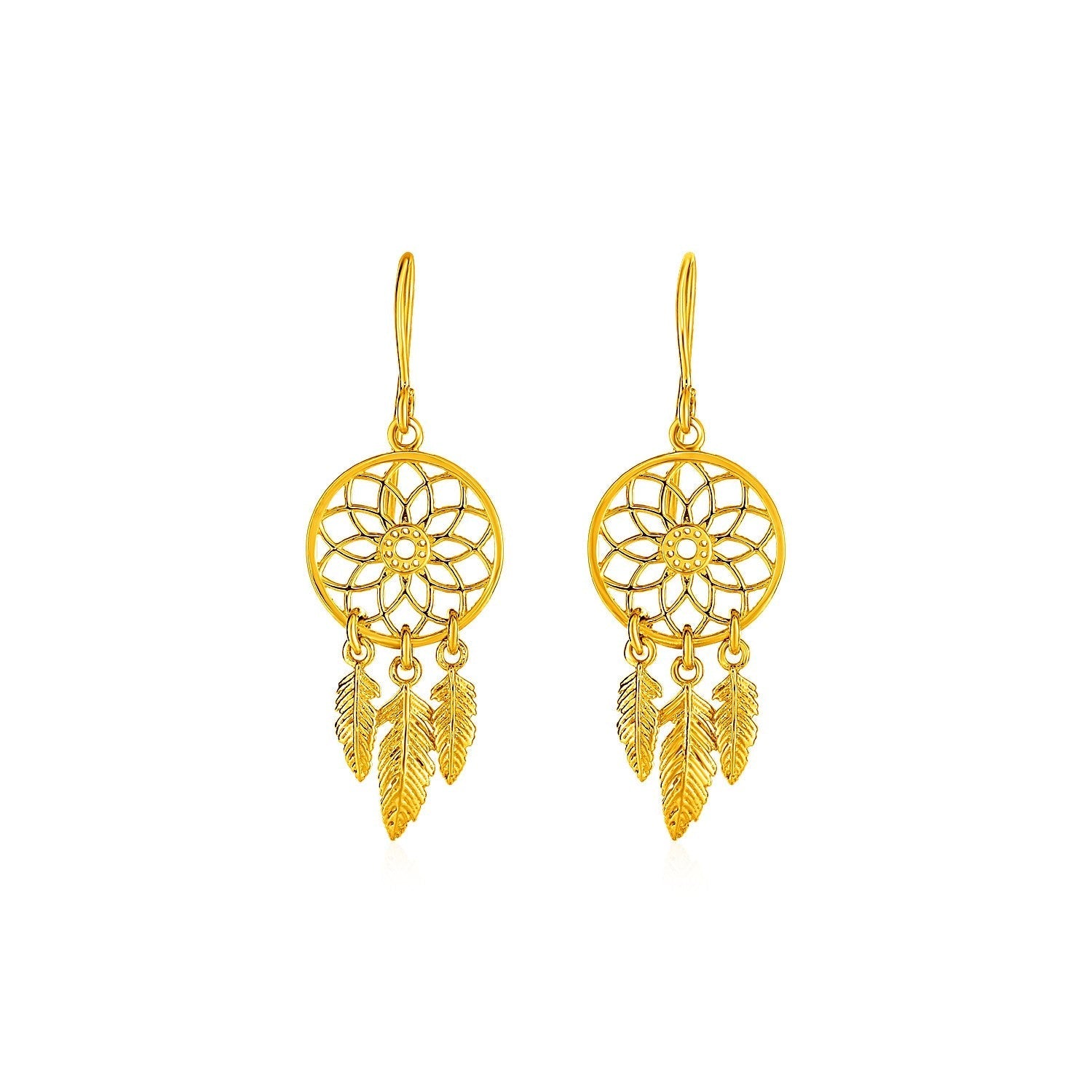 Dream Catcher Earrings in 14k Yellow Gold 