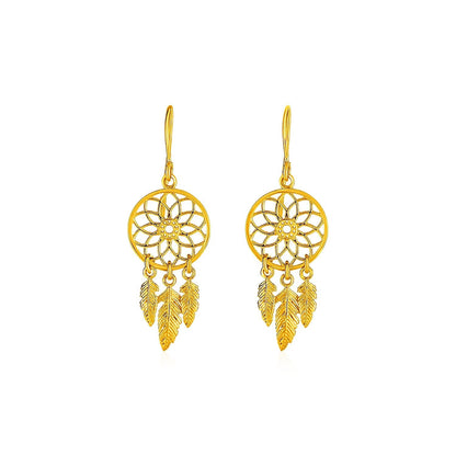 Dream Catcher Earrings in 14k Yellow Gold 