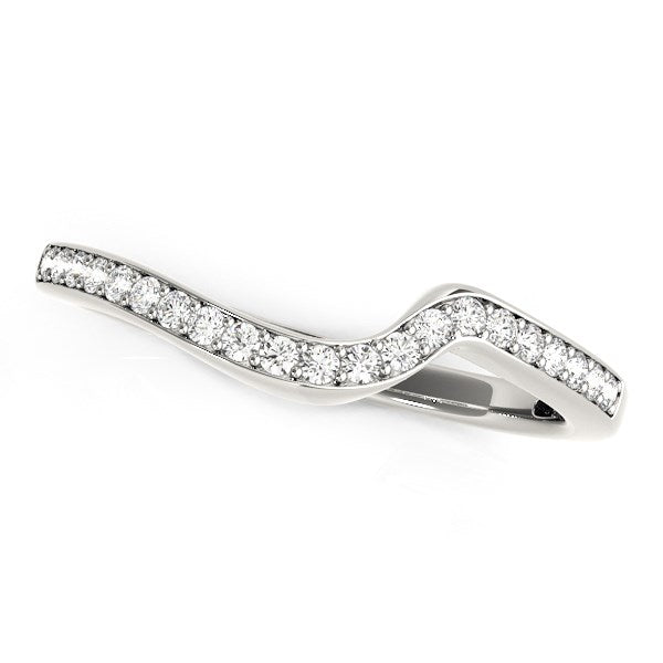14k White Gold Modern Curved Wedding Ring (1/5 cttw) by Bids.com