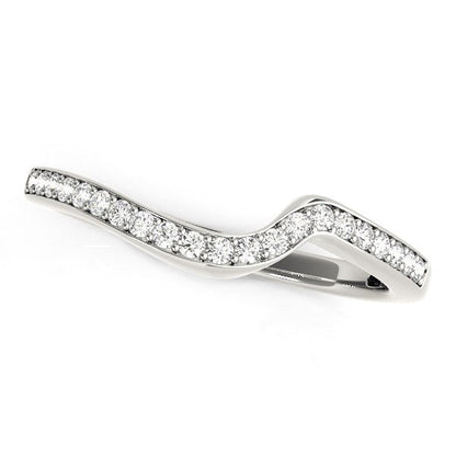 14k White Gold Modern Curved Wedding Ring (1/5 cttw) by Bids.com