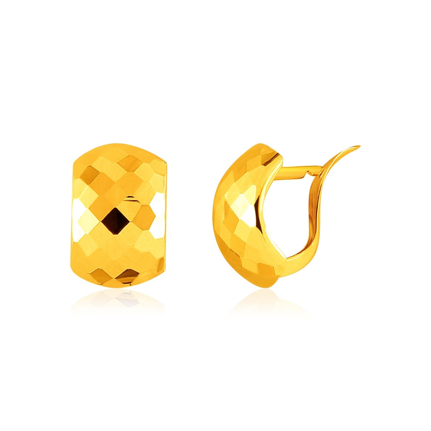 14k Yellow Gold Geometric Texture Earrings - accessories