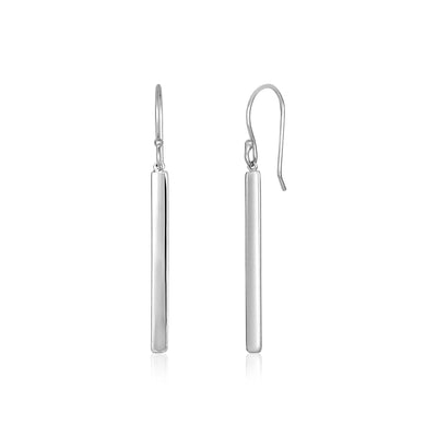 Sterling Silver Polished Bar Earrings - DestGlow