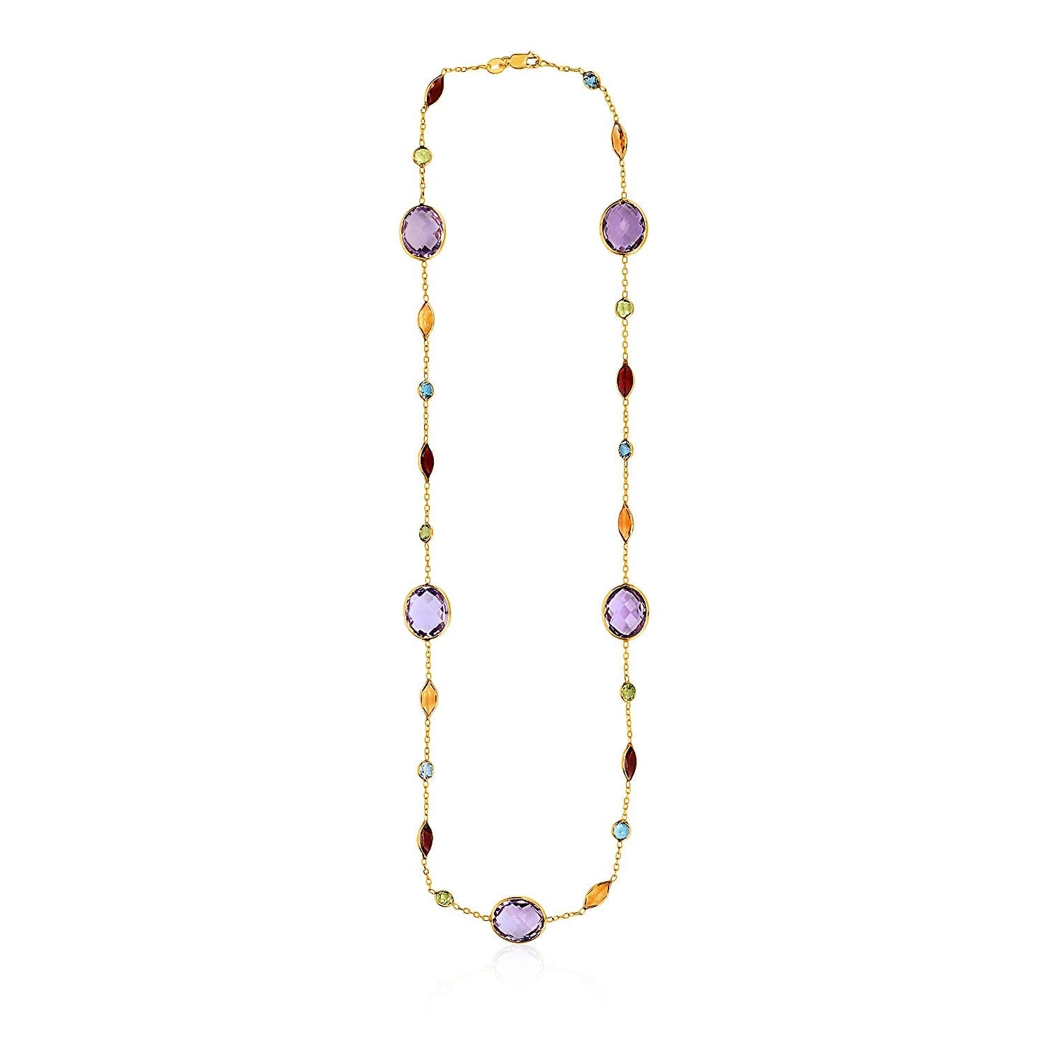 14k Yellow Gold Necklace with Multi-Colored Stones by Avera Group