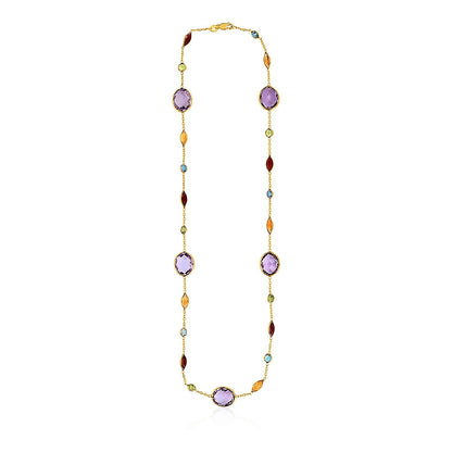 14k Yellow Gold Necklace with Multi-Colored Stones by Avera Group
