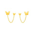 14k Yellow Gold Two Hole Post Earrings with Butterflies 