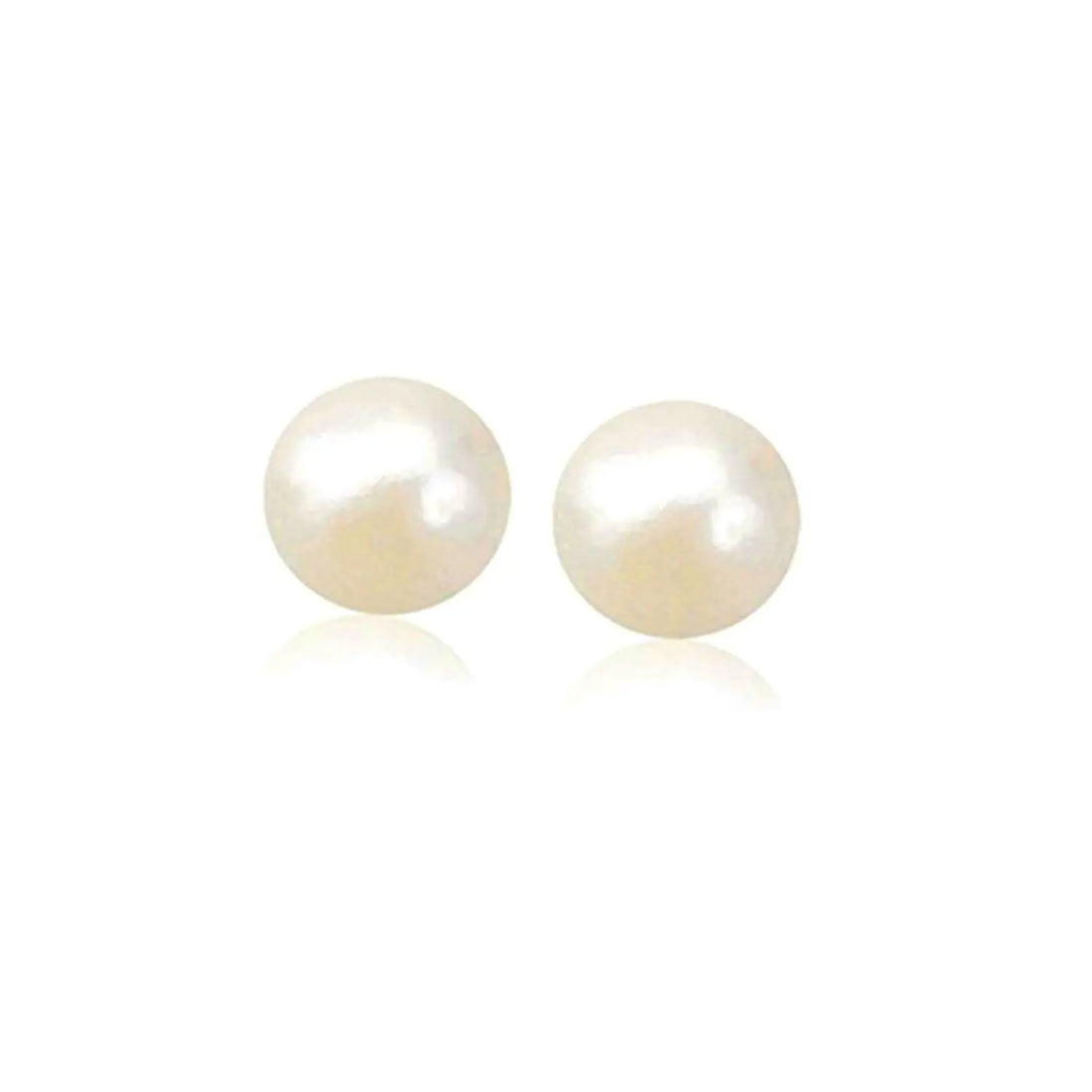 14k Yellow Gold Freshwater Cultured White Pearl Stud Earrings (7mm) 