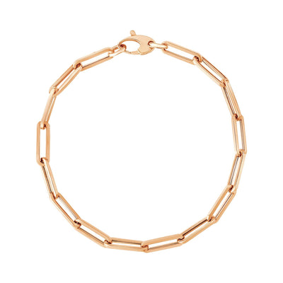 14K Rose Gold Bold Paperclip Chain Bracelet - necklaces