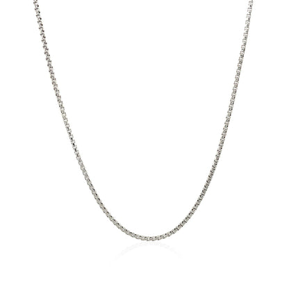 Sterling Silver Rhodium Plated Round Box Chain (1.30 mm) - DestGlow