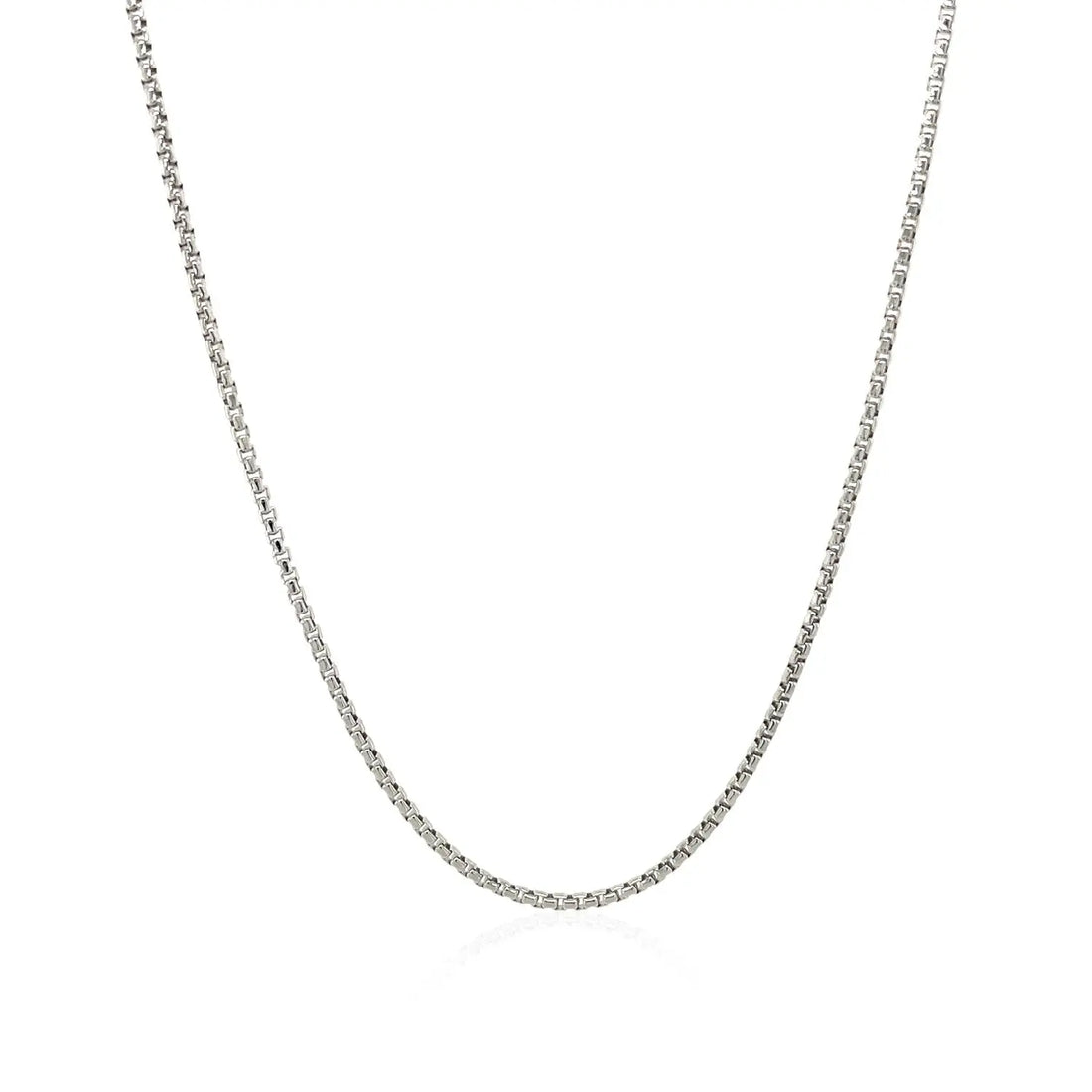 Sterling Silver Rhodium Plated Round Box Chain (1.30 mm) 