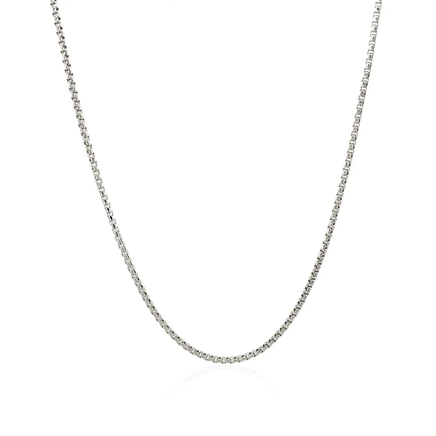 Sterling Silver Rhodium Plated Round Box Chain (1.30 mm) 