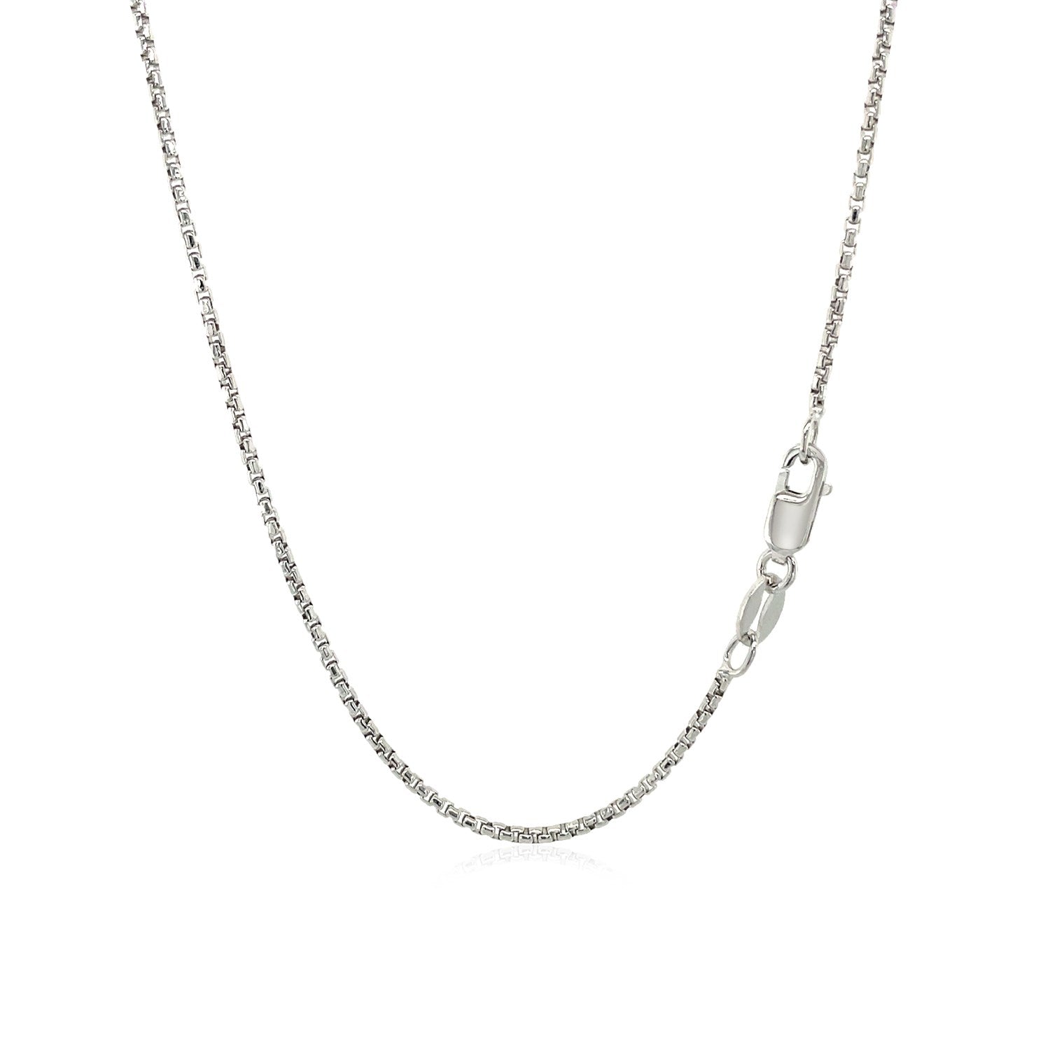 Sterling Silver Rhodium Plated Round Box Chain (1.30 mm) - DestGlow