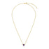14k Yellow Gold 17 inch Necklace with Round Amethyst 