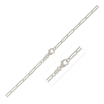 Sterling Silver Rhodium Plated Paperclip Chain (2.50 mm) - DestGlow