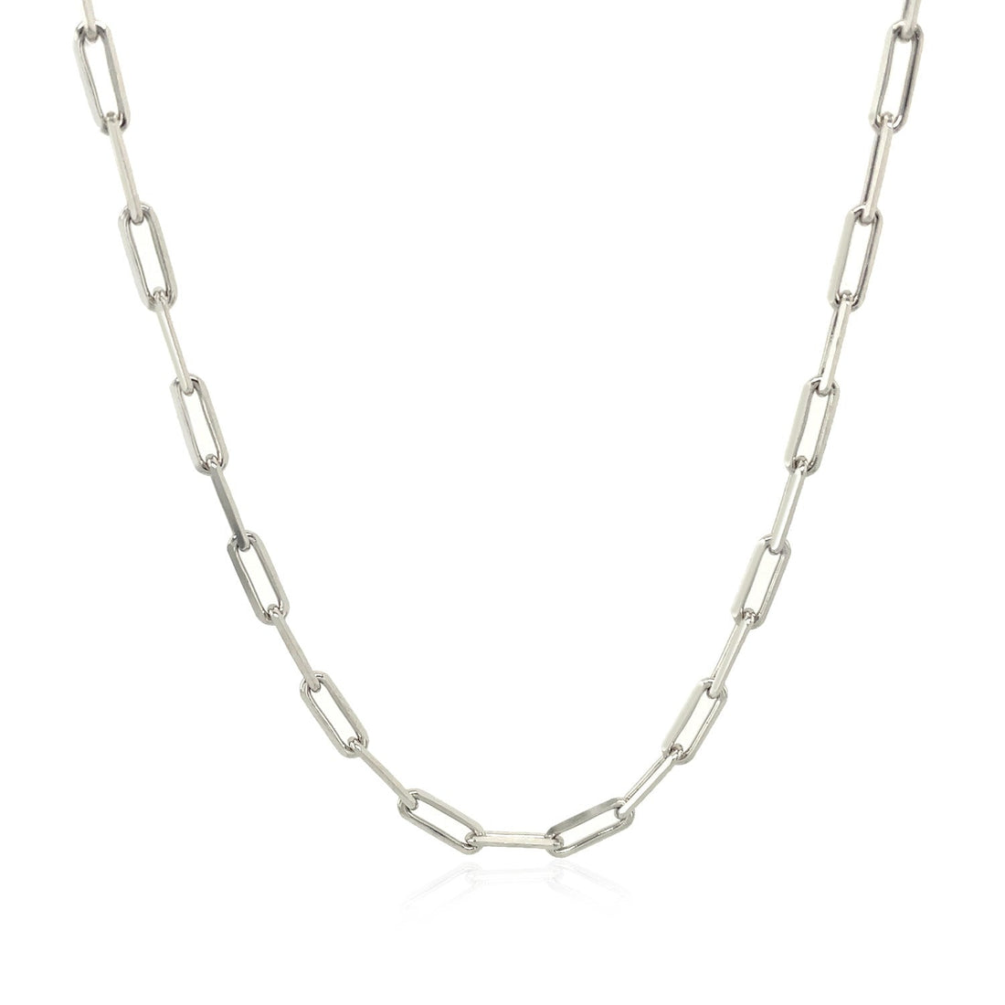Sterling Silver Rhodium Plated Paperclip Chain (2.50 mm) - DestGlow