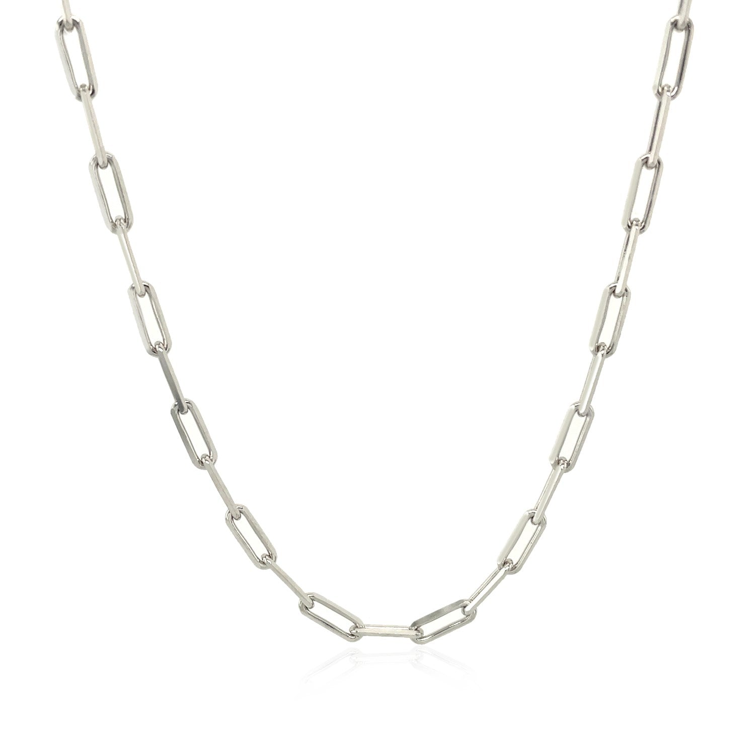 Sterling Silver Rhodium Plated Paperclip Chain (2.5 mm) by Bids.com
