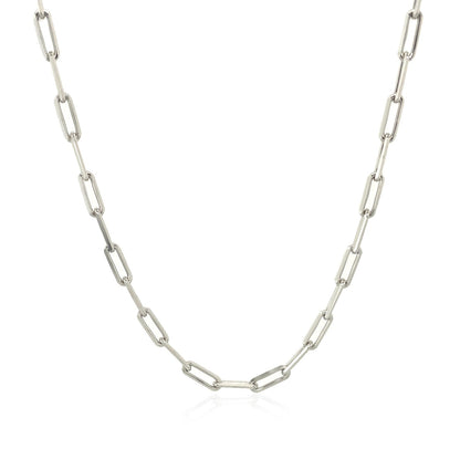 Sterling Silver Rhodium Plated Paperclip Chain (2.5 mm) by Bids.com