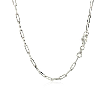 Sterling Silver Rhodium Plated Paperclip Chain (2.5 mm) - DestGlow