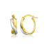 14k Two Tone Gold Oval Twisted Hoop Earrings - earrings