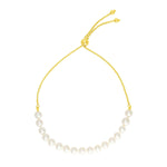 14k Yellow Gold Adjustable Friendship Bracelet with Pearls - bracelets
