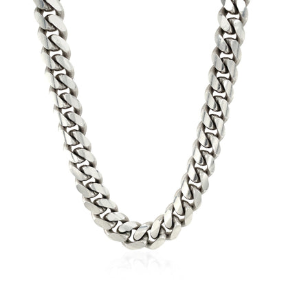 Sterling Silver Rhodium Plated Miami Cuban Chain 9.8mm by Bids.com