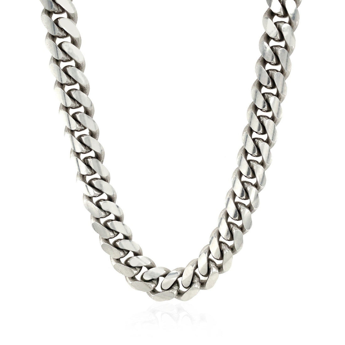 Sterling Silver Rhodium Plated Miami Cuban Chain (9.80 mm) 