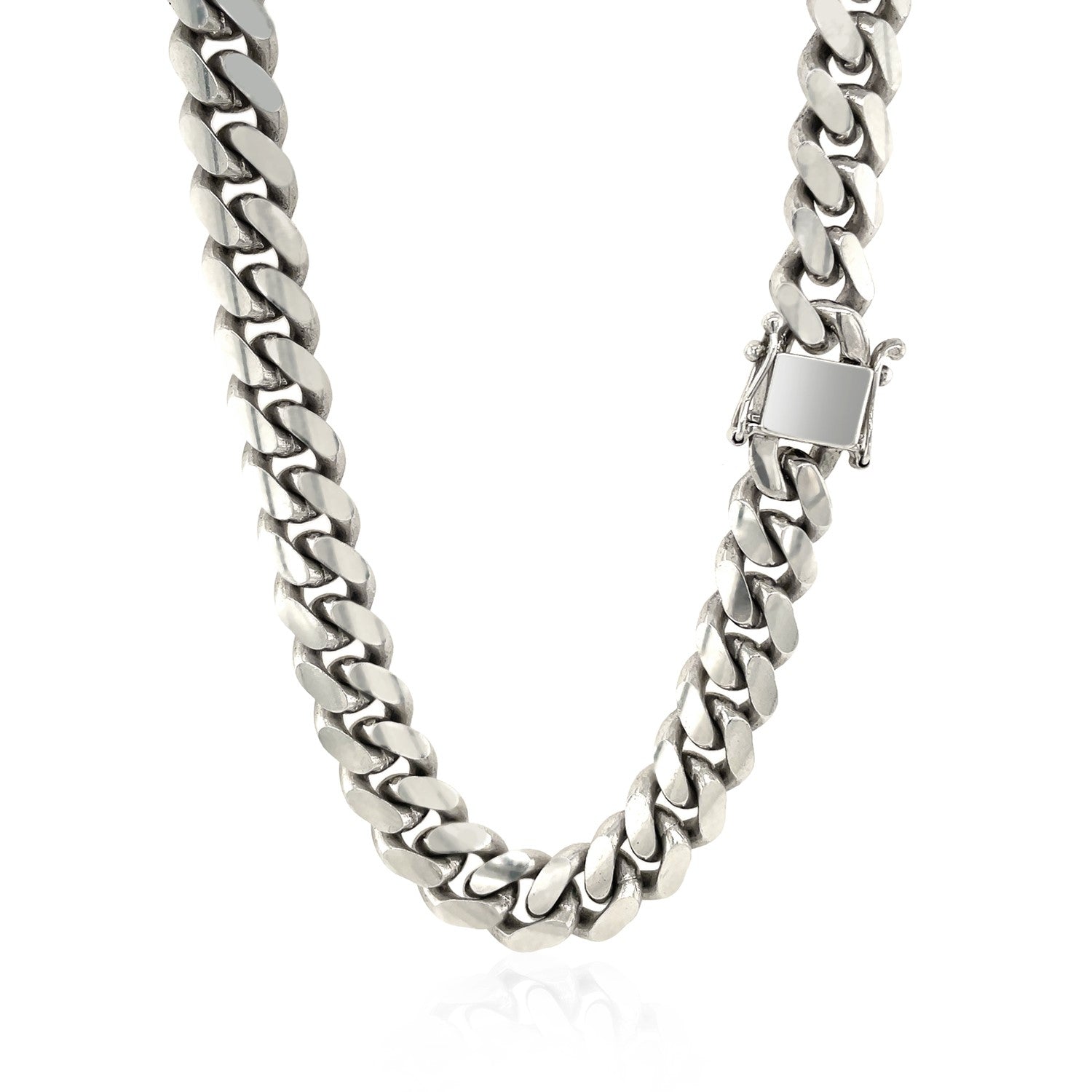 Sterling Silver Rhodium Plated Miami Cuban Chain 9.8mm by Bids.com