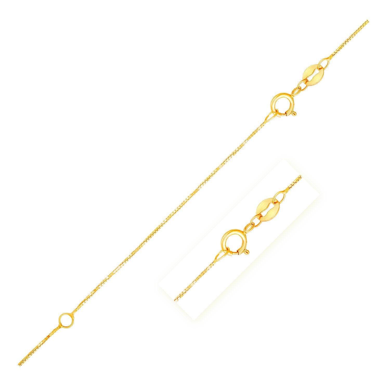 Double Extendable Box Chain in 14k Yellow Gold (0.6mm) - DestGlow