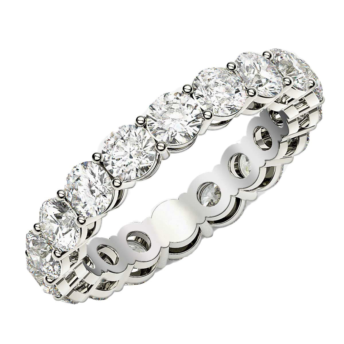 Round Cut Lab Grown Diamond Eternity Ring in 14k White Gold (2 cttw FG/VS2)  DestGlow