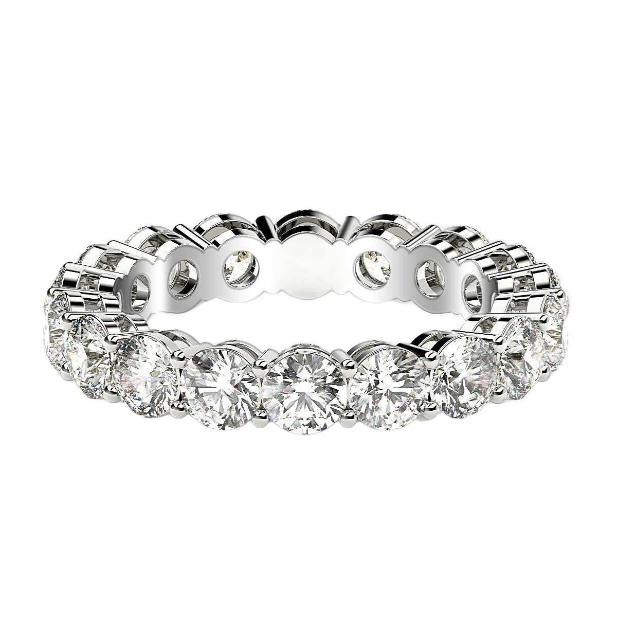 Round Cut Lab Grown Diamond Eternity Ring in 14k White Gold (2 cttw FG/VS2)  DestGlow