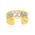 14k Two-Tone Gold Cuff Type Cut-Out Toe Ring with Diamond Design - bracelets