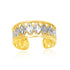 14k Two-Tone Gold Cuff Type Cut-Out Toe Ring with Diamond Design