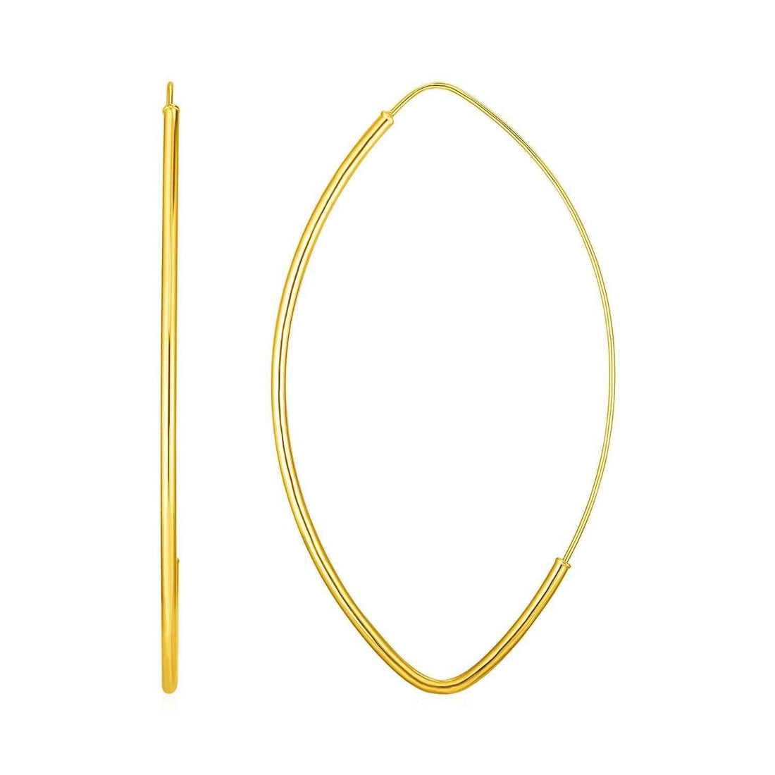 14k Yellow Gold Polished Long Marquise Motif Earrings