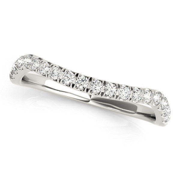 14k White Gold Curved Design Diamond Wedding Band (1/4 cttw) by Bids.com