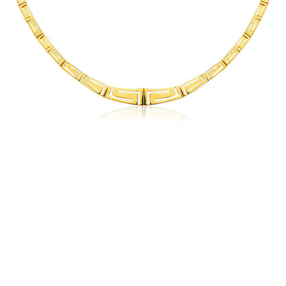 14K Yellow Gold Necklace with Graduated Greek Meander Motif Links by Bids.com