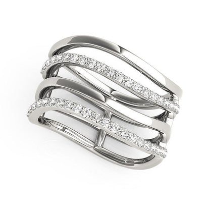 14k White Gold Multiple Band Design Ring with Diamonds (3/8 cttw) by Bids.com
