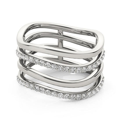 14k White Gold Multiple Band Design Ring with Diamonds (3/8 cttw) by Bids.com