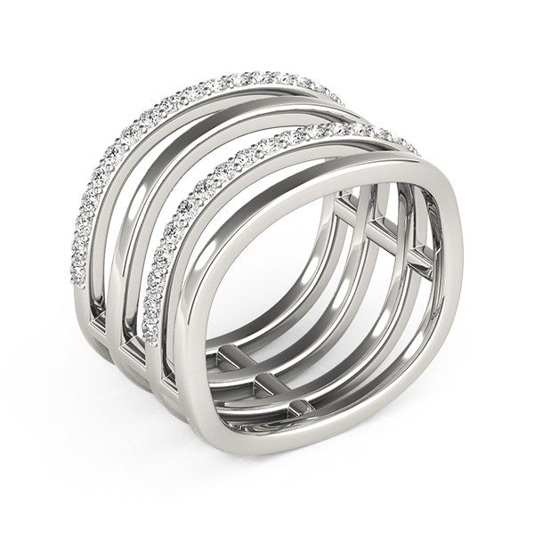 14k White Gold Multiple Band Design Ring with Diamonds (3/8 cttw) by Bids.com