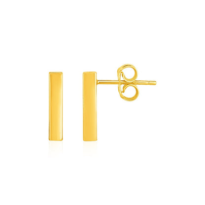 Bar Post Earrings in 14k Yellow Gold  DestGlow