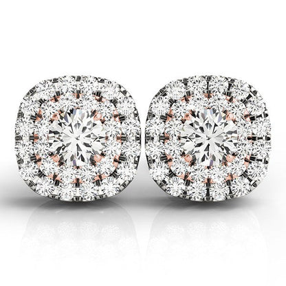14k White and Rose Gold Cushion Shape Halo Diamond Earrings (3/4 cttw) by Bids.com