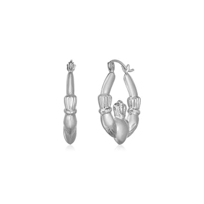 14K White Gold Claddagh Symbol Hoop Earrings - earrings