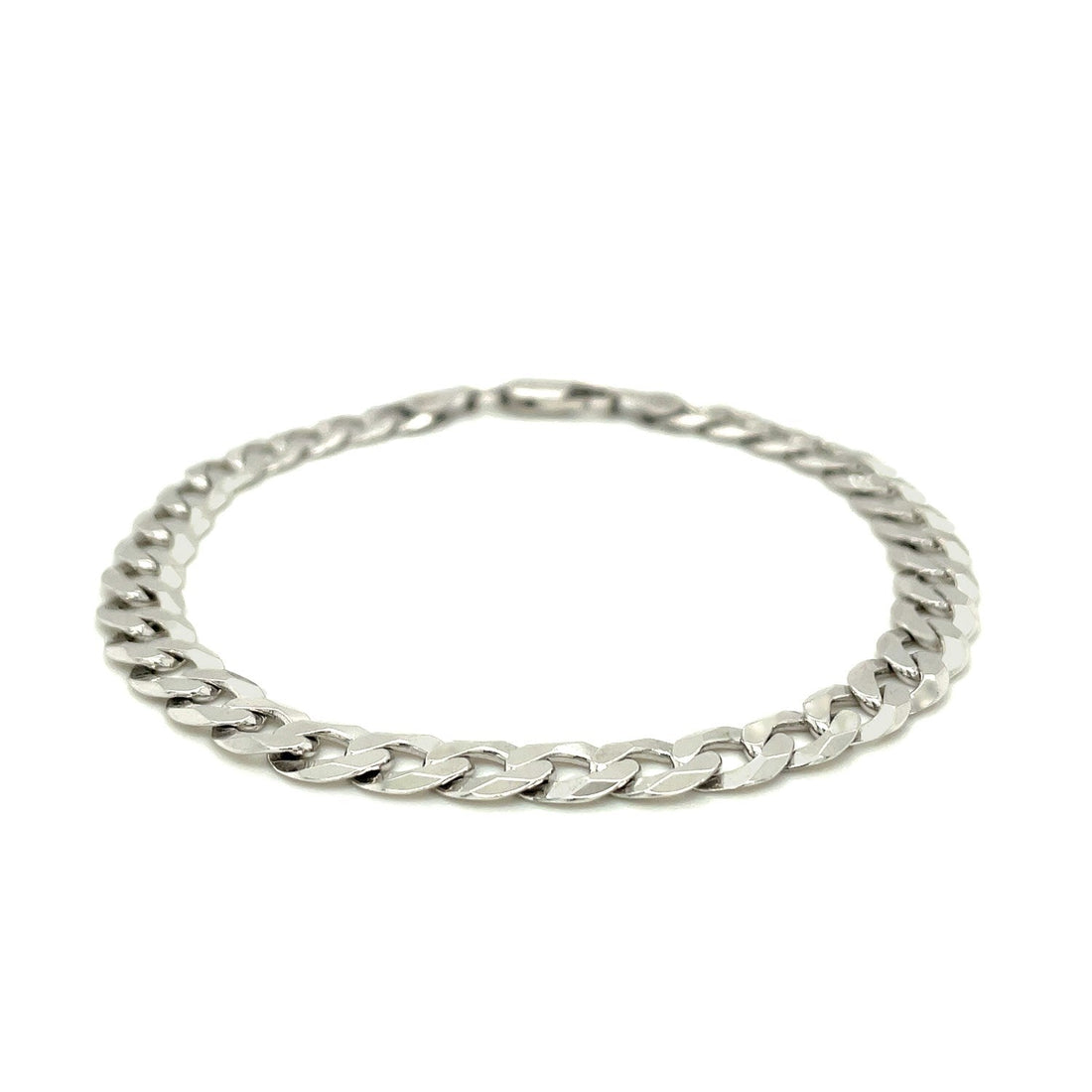 Rhodium Plated Sterling Silver Curb Style Bracelet (7.20 mm) - DestGlow